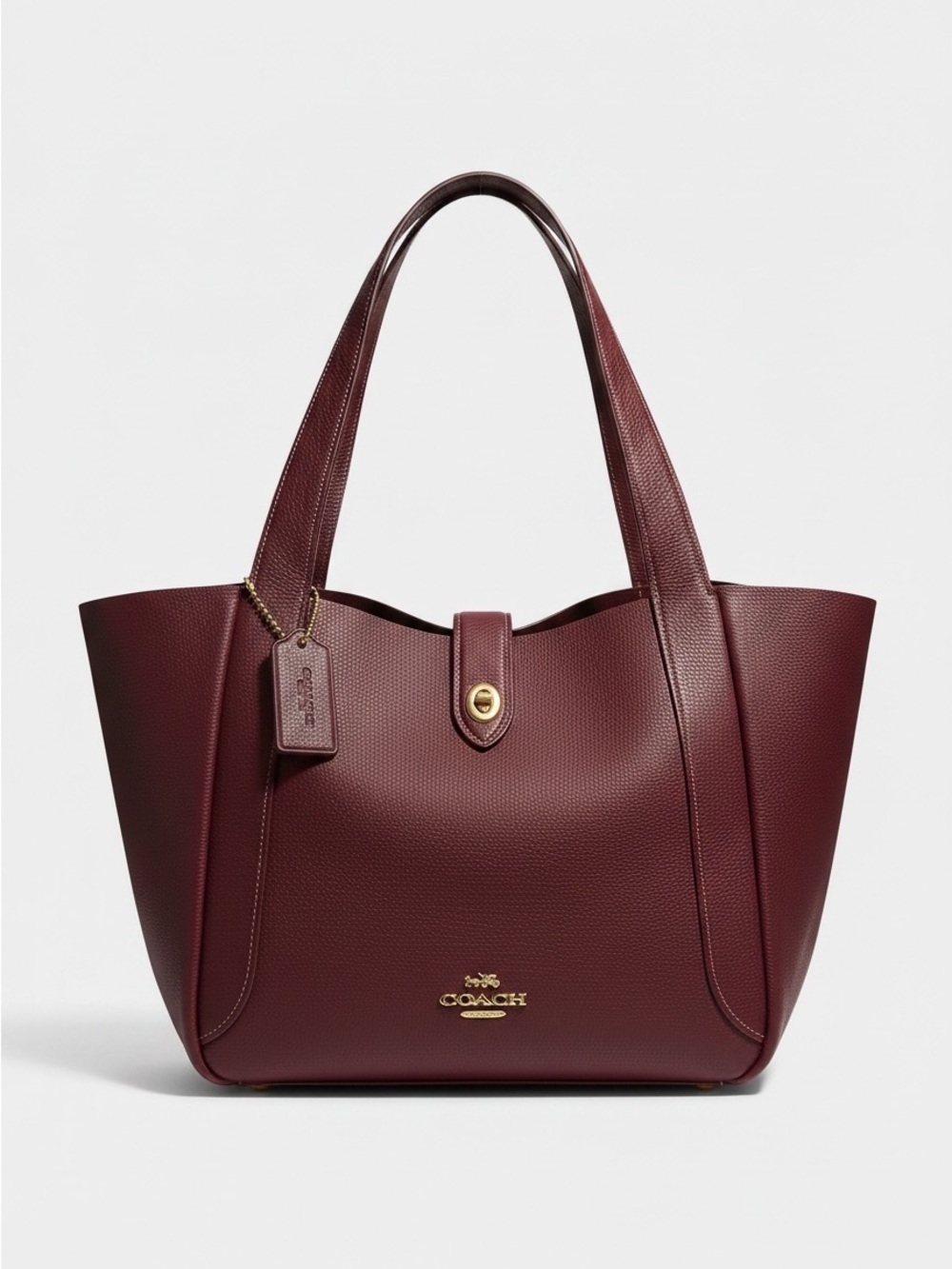 Coach Hadley Turnlock Wine Leather Tote NWT
